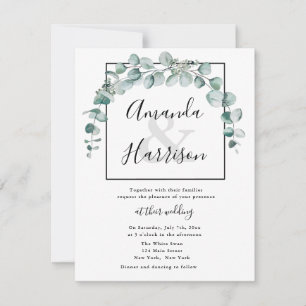 Vegetación acuarela Invitaciones a la boda moderna