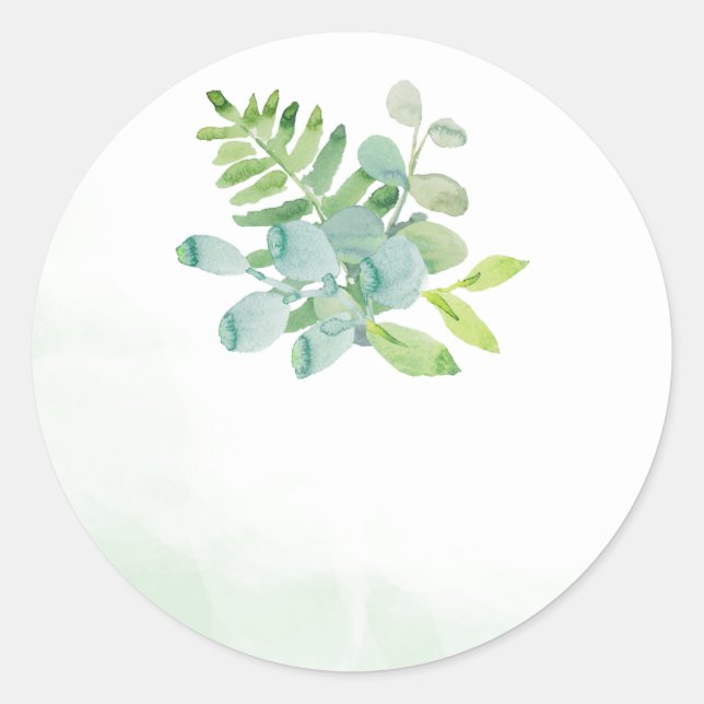 Vegetación acuarela Pegatinas favoritos de boda (Anverso)