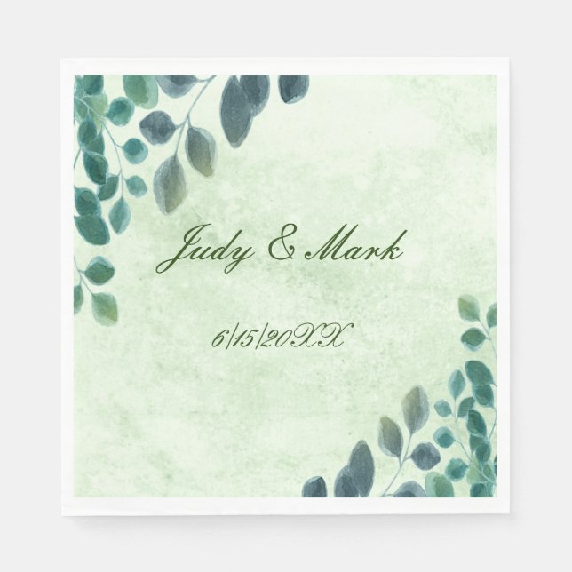 Vegetación acuática Eucalyptus deja servilleta de  (Anverso)