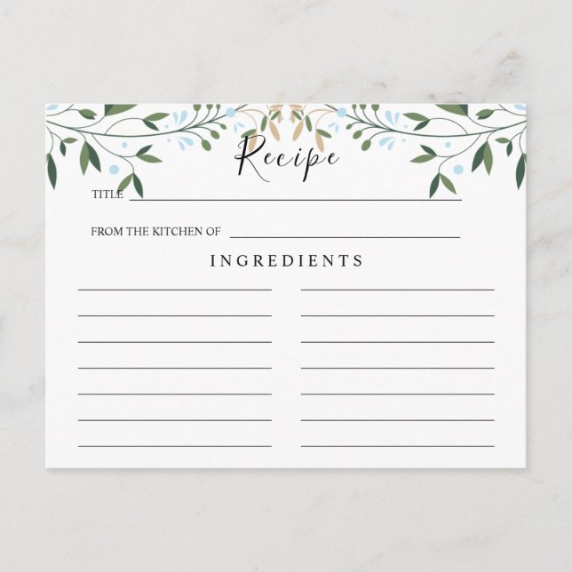 Vegetación acuática, tarjeta de receta Boda de hoj (Anverso)