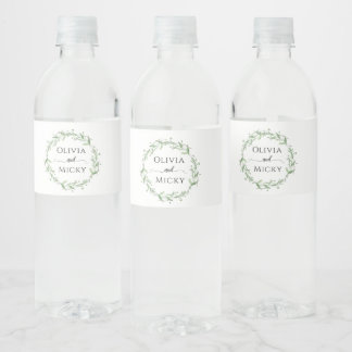 Vegetación Boda Minimalista Etiquetas de botella d
