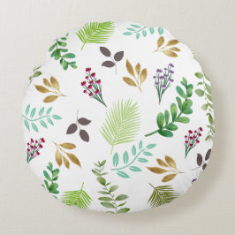 Vegetación Botánica Acuarela Almohada redonda