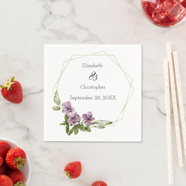 Vegetación con flores moradas Elegantes servilleta (In situ)