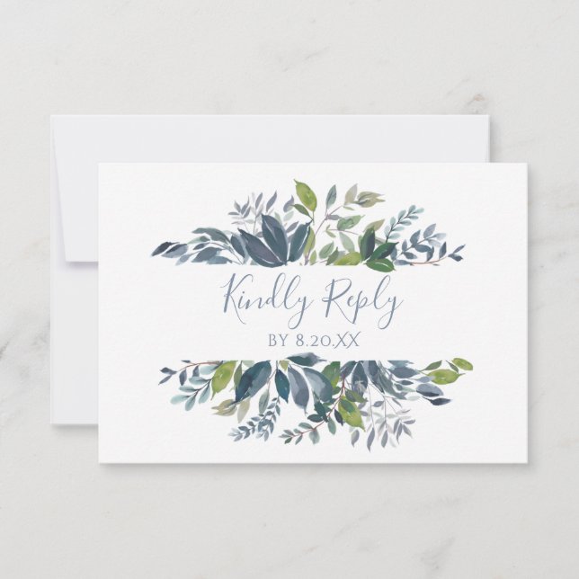 Vegetación de la tarjeta de respuesta RSVP de boda (Anverso)