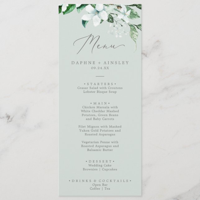 Vegetación de Woodland | Menú de cena Boda verde d (Anverso)