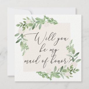 Vegetación femenina y tarjeta de honor Maid of Hon