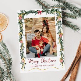 Vegetación festiva y arcos Feliz Navidad 1 Foto