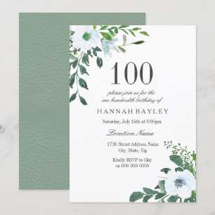 Vegetación floral blanca Invitación a los 100 años