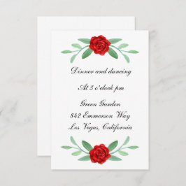 Vegetación floral roja Foliage Boda Tarjeta de rec