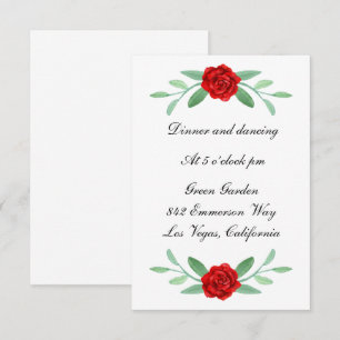 Vegetación floral roja Foliage Boda Tarjeta de rec