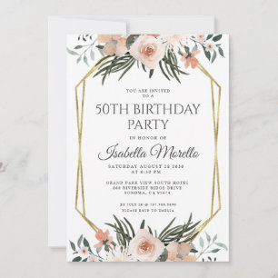 Vegetación floral rosa Invitación a los 50 años