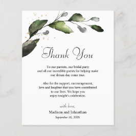 Vegetación Gracias Tarjeta De Recepción De Boda