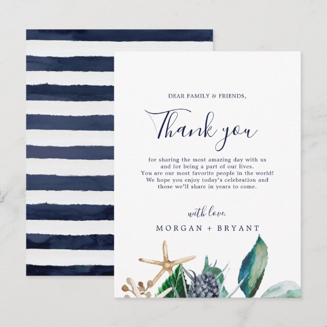 Vegetación Náutica Moderna Gracias Tarjeta De Rece (Anverso / Reverso)