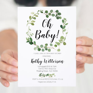 vegetación, oh invitación a la ducha de bebé