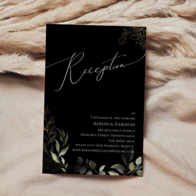 Vegetación Tarjeta de recepción de Boda Negra y Or (Subido por el creador)