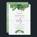 Vegetación tropical 50.ª invitación a fiesta de cu<br><div class="desc">Hojas tropicales de color verde y blanco de moda y magnolias blancas 50ª invitación de fiesta de cumpleaños con tipografía de escritura a mano diseñada para ser rápida y fácilmente adaptada a las especificaciones de tu evento.</div>