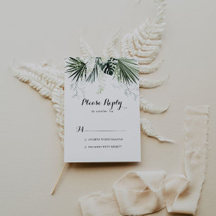 Vegetación tropical Boda floral blanca RSVP