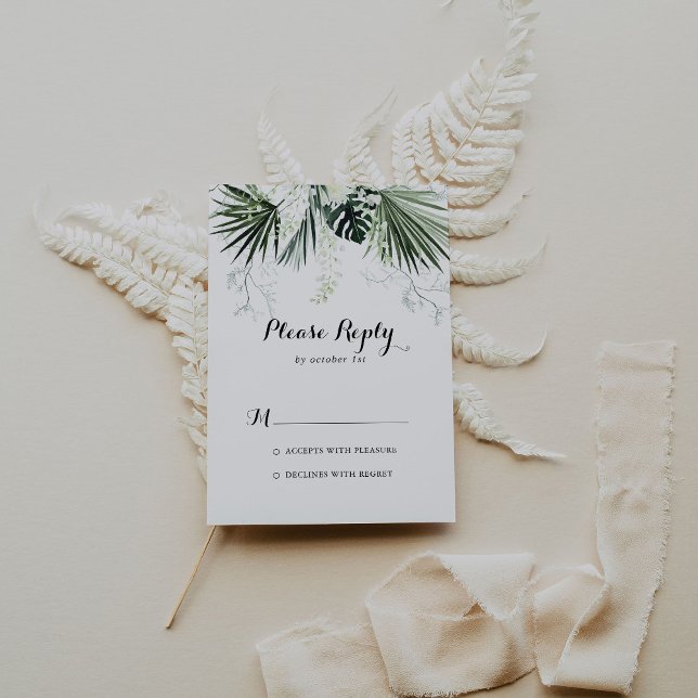 Vegetación tropical Boda floral blanca RSVP (Subido por el creador)