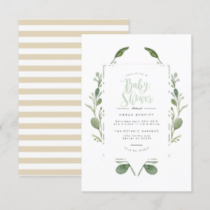 Vegetación Wreath Watercolor   Invitación de Baby 