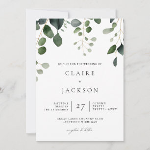 Vegetación y Eucalipto Invitación a la boda modern