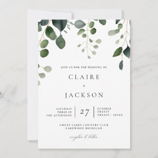 Vegetación y Eucalipto Invitación a la boda modern