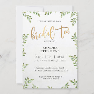 Vegetación y invitación al té de novias de oro
