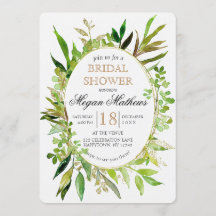 Vegetación y Oro Leaf Bridal Shower Invitación