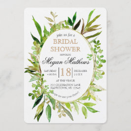 Vegetación y Oro Leaf Bridal Shower Invitación