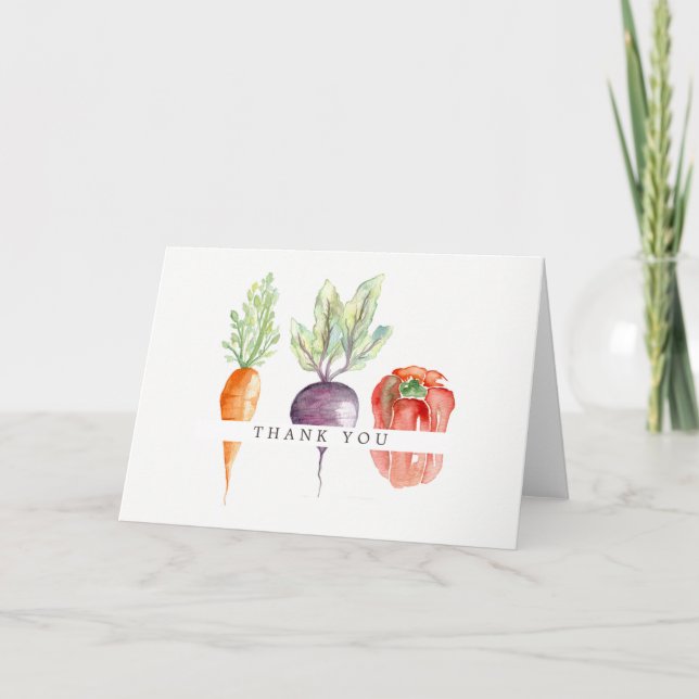 Veggie Patch Watercolor - Tarjeta de agradecimient (Anverso)