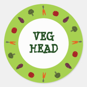 Veggies Veg Head Vegetarian Vegan Pegatinas
