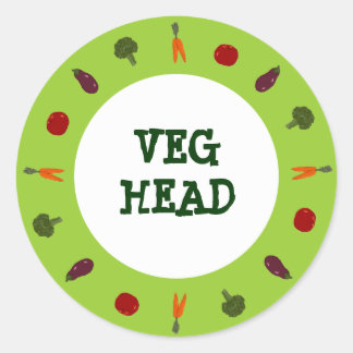 Veggies Veg Head Vegetarian Vegan Pegatinas