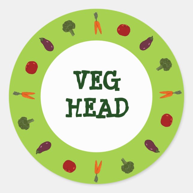 Veggies Veg Head Vegetarian Vegan Pegatinas (Anverso)