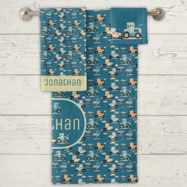 Vehículo de nombre azul con patrón de tractor cort (Subido por el creador)