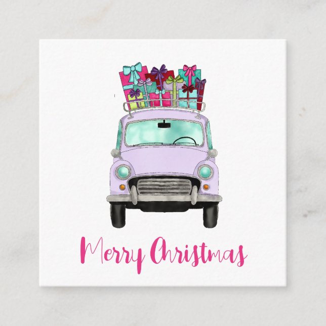 Vehículo vintage con Navidades Regalos Tarjeta de  (Anverso)