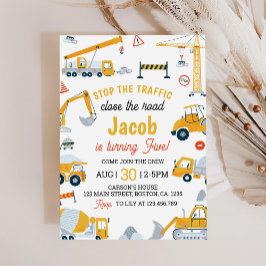 Vehículos de construcción Niños Invitación al cump