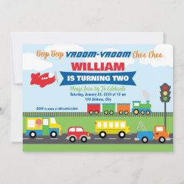 Vehículos de transporte Invitación de niño