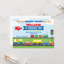 Vehículos de transporte Invitación de niño