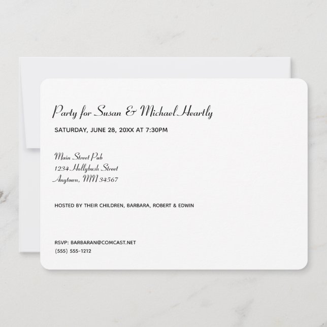 Veinticinco con información sobre invitación trase (Reverso)