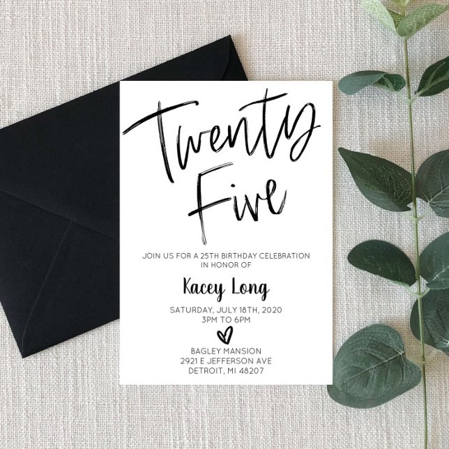 Veinticinco Invitación Minimalista de Cumpleaños (Subido por el creador)