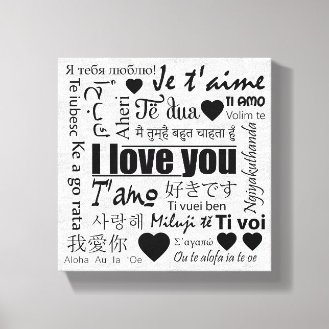 Veintidós formas de decir Te Amo Arte de Lienzo de (Anverso)