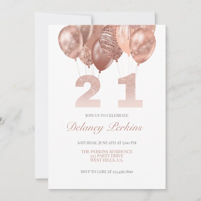 Veintiuno, invitación de cumpleaños, cumpleaños 21 (Anverso)