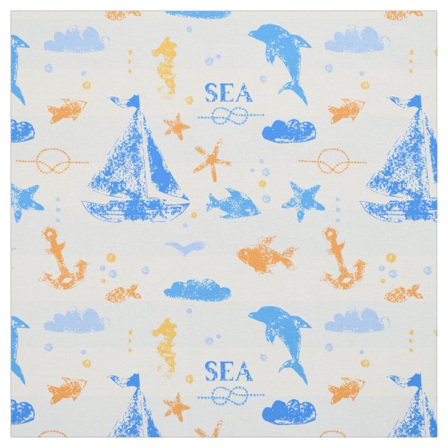 Vela con tela náutica de delfines (Retal)