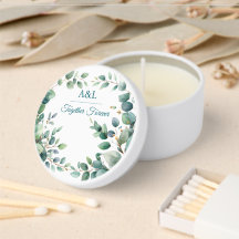 Vela de boda de eucalipto en acuarela elegante