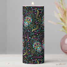 Abstract Colorful Spooky Skulls Halloween