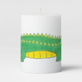Vela De Columna Amarillo lagarto verde Crocodile Gator Croce Anima