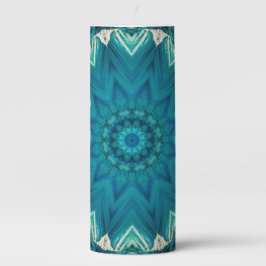 Vela De Columna Blue Aqua Mandala Rosette Retro Hippie