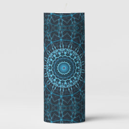 Vela De Columna Blue Mandala Net Retro Hippie Trippy Boho Moda
