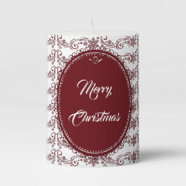 Vela De Columna Feliz Navidad Snowflakes Wavy Floral Personalizado