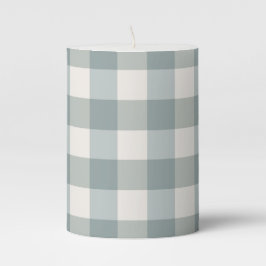 Vela De Columna Granja de campo Green Plaid Gingham Simple