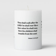 Hosea 11:10 KJV Biblia Verse Pillar Candle